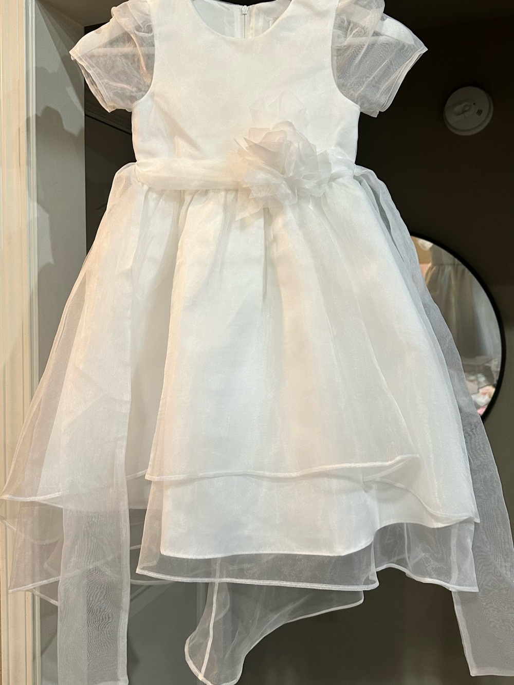 White Floral Organza Girls' Formal Dress